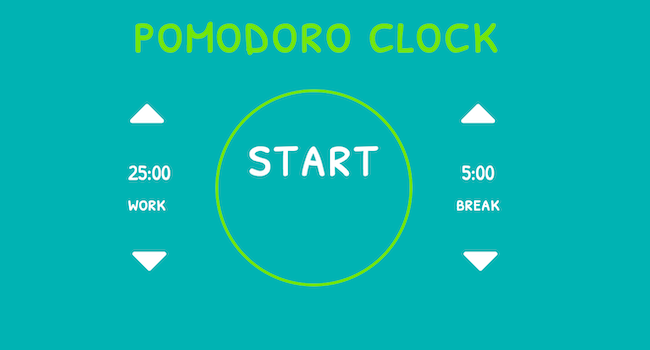 Screenshot of a pomodoro clock